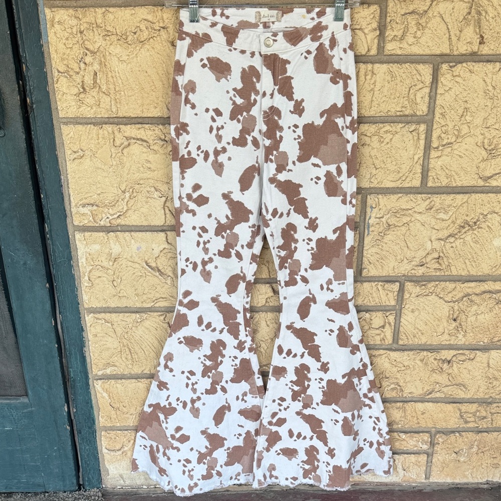 Altar’d State Stretch Jeans High Waist Flare bottom Size XS Cow Print Western - Picture 5 of 15